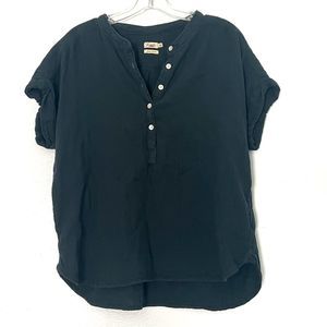 Faherty Black Button-Up Blouse